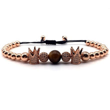 Load image into Gallery viewer, Luxury Crown Tiger Eye Bead Charm Bracelet  wristband